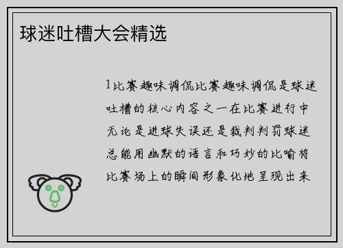 球迷吐槽大会精选